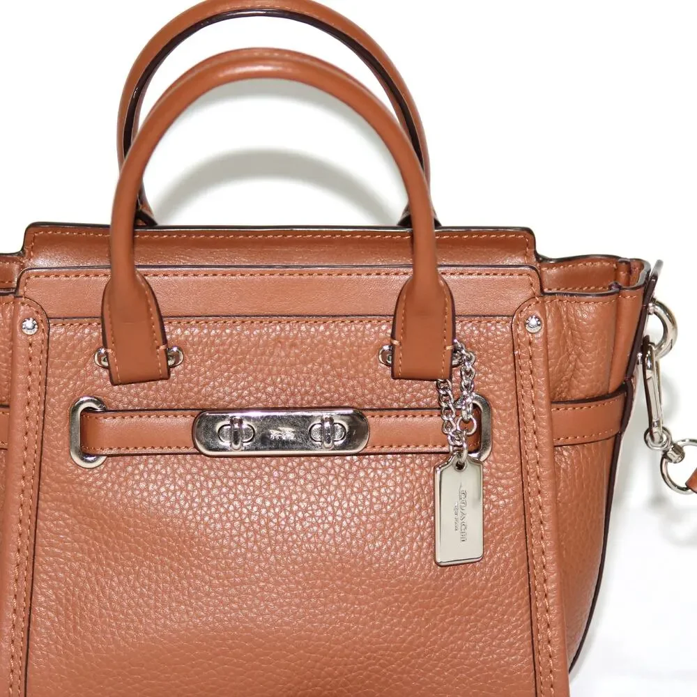 Coach Swagger Pebbled Brown Leather Satchel Bag